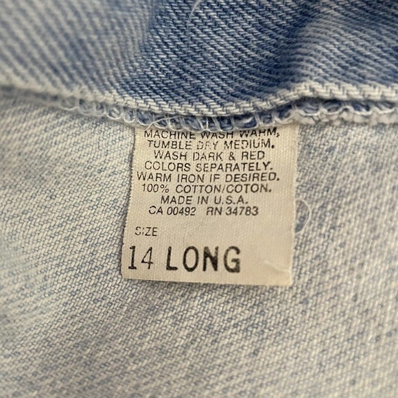 Vintage Lee Jeans Size 14 Long Relaxed Riders Tapered Light Blue 80s Mad… - Picture 7 of 9